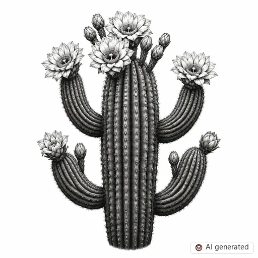 Cactus tattoo design in Realism style