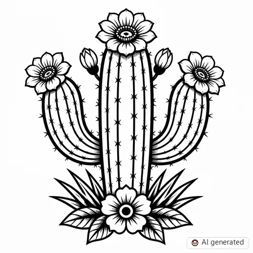 Cactus tattoo design in Traditional style