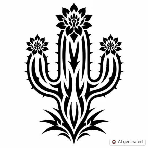 Cactus tattoo design in Tribal style