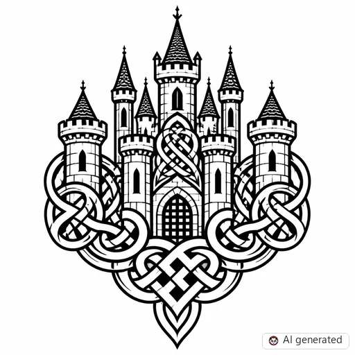 Disegno di tatuaggio Castello in stile Celtico