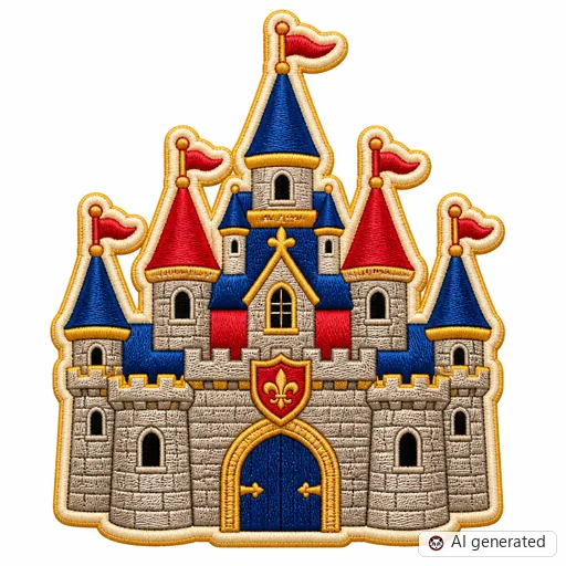 Diseño de tatuaje de Castillo en estilo Bordado