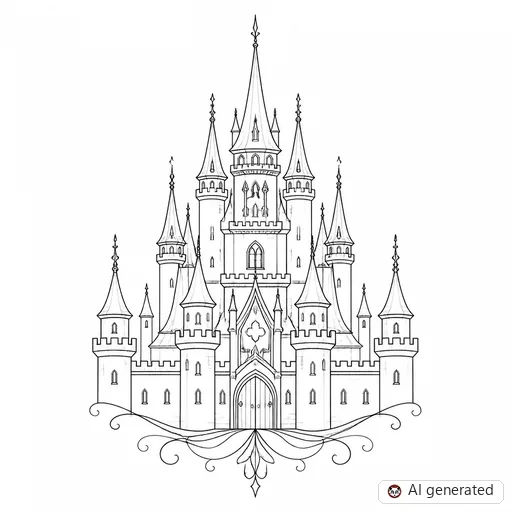 Castle tattoo design in Fine-Line style