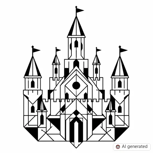 Castle tattoo design in Geometric style