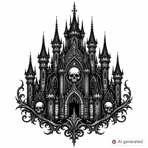 Disegno di tatuaggio Castello in stile Gothic