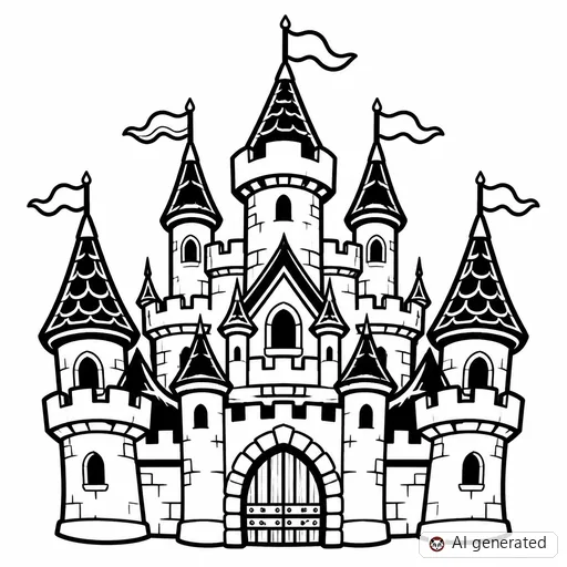 Castle tattoo design in New School style