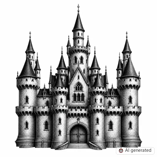 Castle tattoo design in Realism style