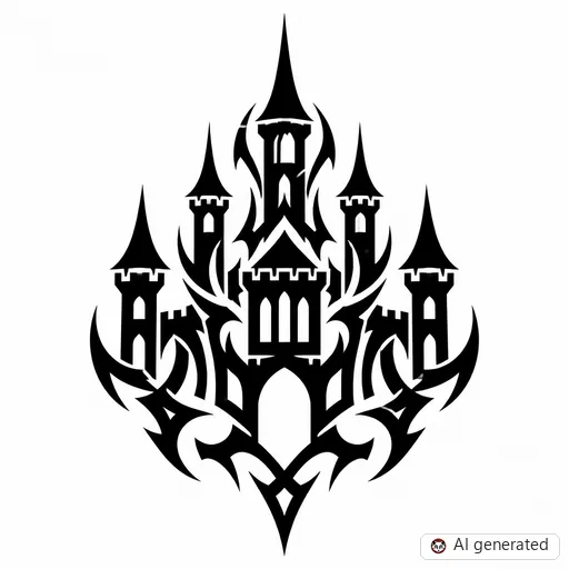 Castle tattoo design in Tribal style