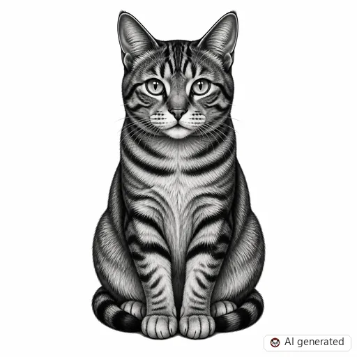 Cat tattoo design in Black & Grey style