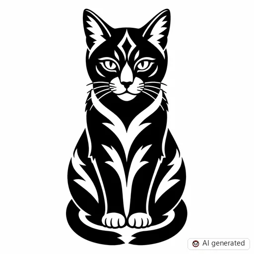 Cat tattoo design in Blackwork style