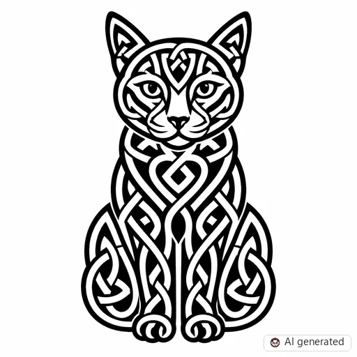 Disegno di tatuaggio Gatto in stile Celtico