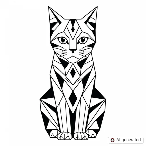 Cat tattoo design in Geometric style