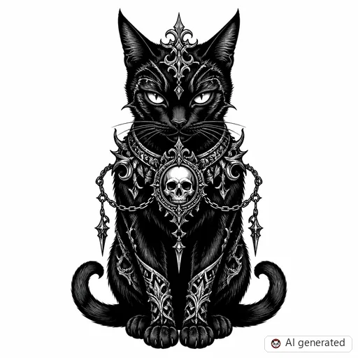 Disegno di tatuaggio Gatto in stile Gothic