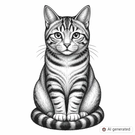Cat tattoo design in Illustrative style