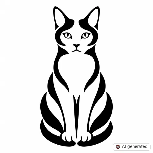 Katze-Tattoo-Entwurf im Stil Negative Space