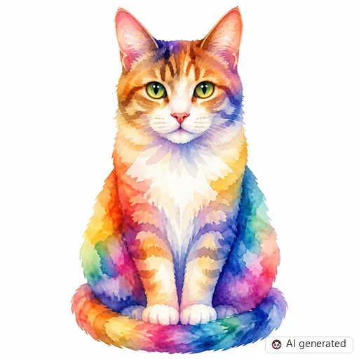 Cat tattoo design in Watercolor style