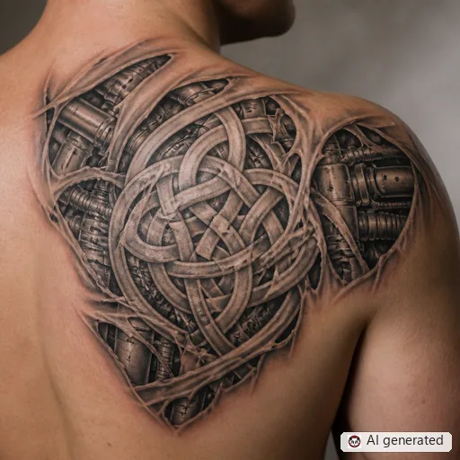 Celtic knot tattoo design in Biomechanical style