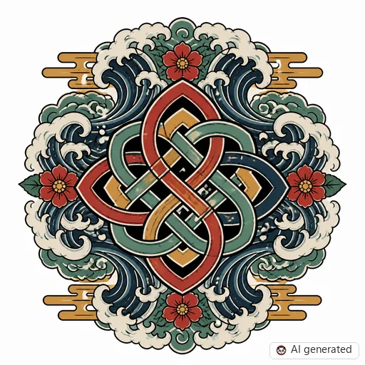 Keltischer Knoten-Tattoo-Entwurf im Stil Japanisch (Irezumi)