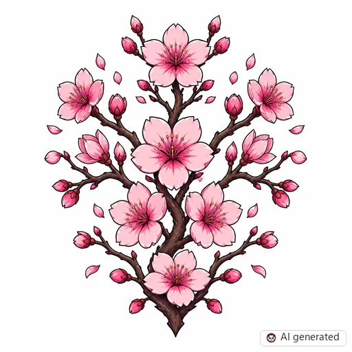 Kirschblüte-Tattoo-Entwurf im Stil Anime