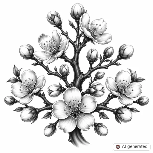 Kirschblüte-Tattoo-Entwurf im Stil Chicano