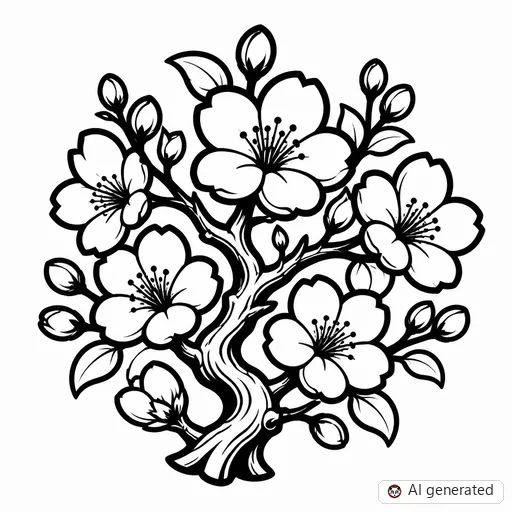 Cherry blossom tattoo design in New School style