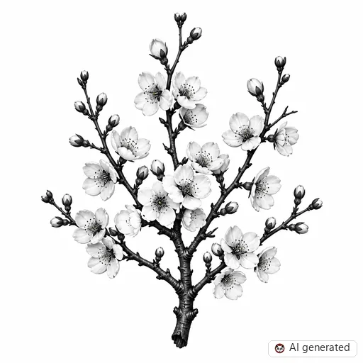 Cherry blossom tattoo design in Realism style