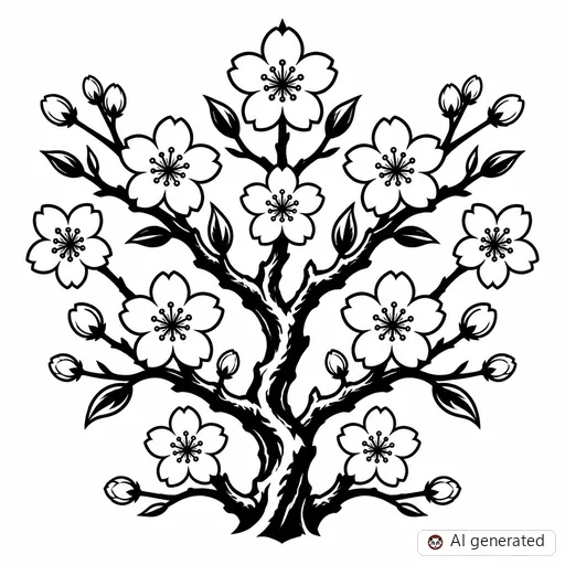 Cherry blossom tattoo design in Traditional style