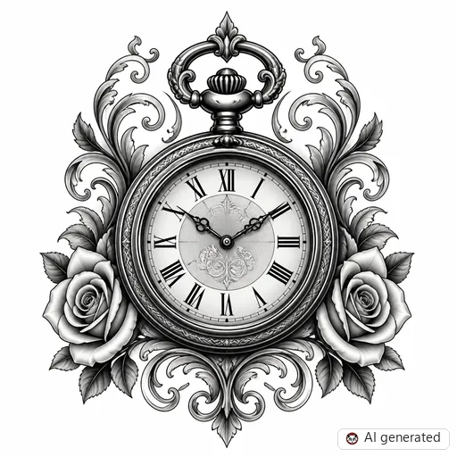 Uhr-Tattoo-Entwurf im Stil Chicano