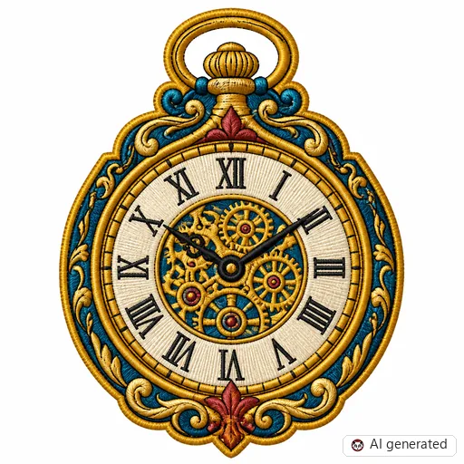 Diseño de tatuaje de Reloj en estilo Bordado