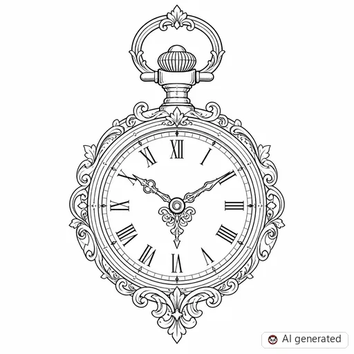 Clock tattoo design in Fine-Line style