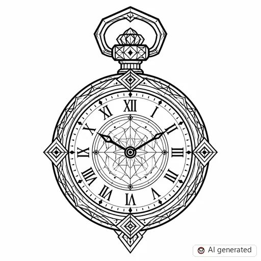 Clock tattoo design in Geometric style
