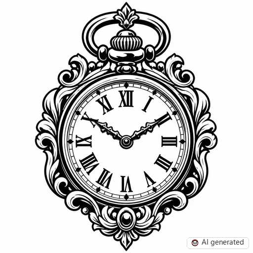 Clock tattoo design in New School style
