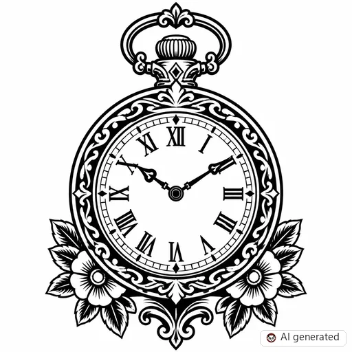 Clock tattoo design in Traditional style