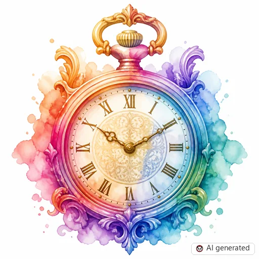 Clock tattoo design in Watercolor style