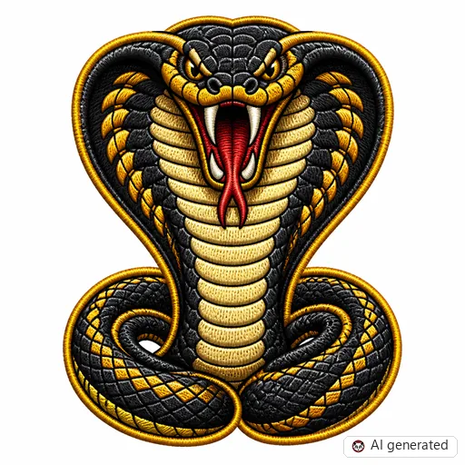 Diseño de tatuaje de Cobra en estilo Bordado
