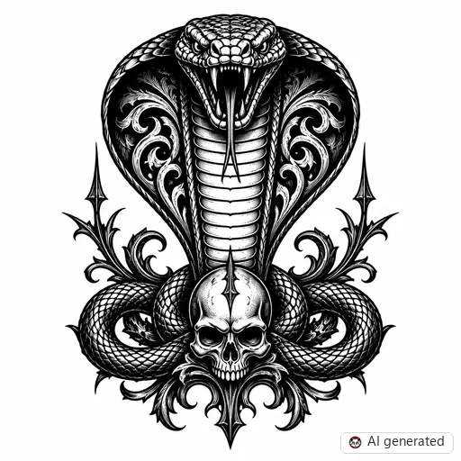 Disegno di tatuaggio Cobra in stile Gothic