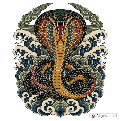 Kobra-Tattoo-Entwurf im Stil Japanisch (Irezumi)