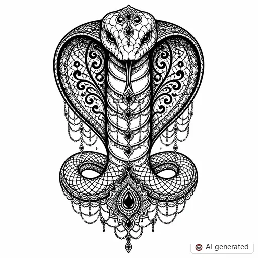 Cobra tattoo design in Ornamental style