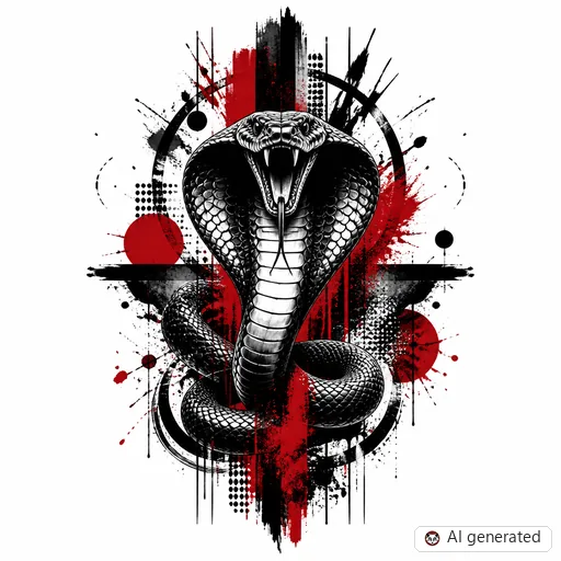 Cobra tattoo design in Trash Polka style