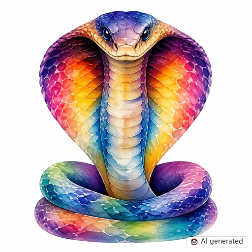 Cobra tattoo design in Watercolor style