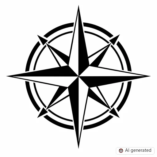 Compass tattoo design in Blackwork style