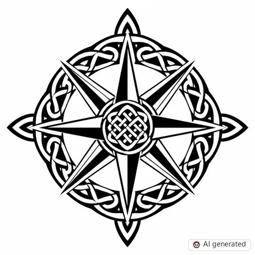 Disegno di tatuaggio Bussola in stile Celtico