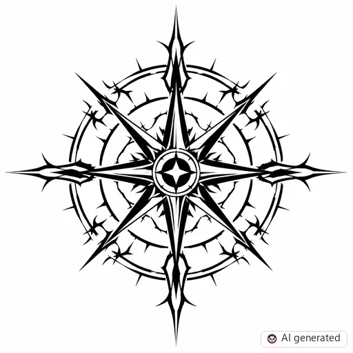 Compass tattoo design in Cybersigilism style