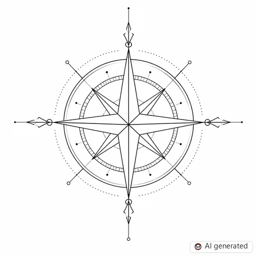 Compass tattoo design in Fine-Line style