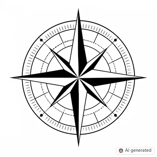 Compass tattoo design in Geometric style