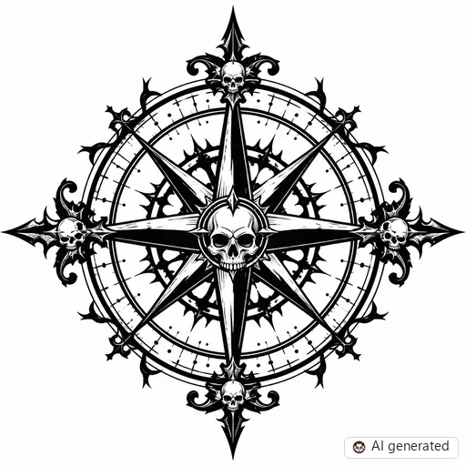 Disegno di tatuaggio Bussola in stile Gothic