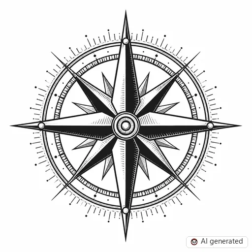 Compass tattoo design in Illustrative style