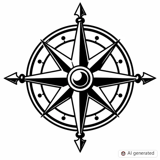 Compass tattoo design in New School style