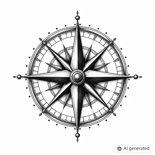 Compass tattoo design in Realism style