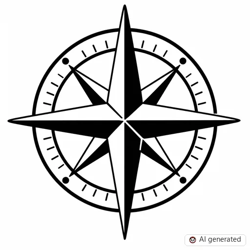 Compass tattoo design in Traditional style