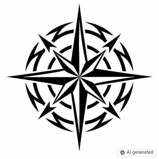 Compass tattoo design in Tribal style